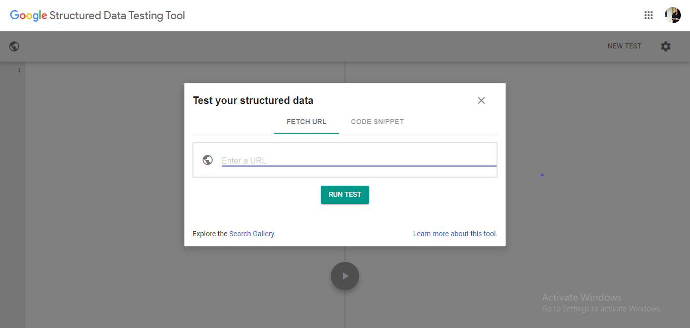 Structured Data Test Tool Screenshot